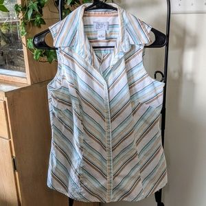 Ann Taylor Loft Striped Button Down Top